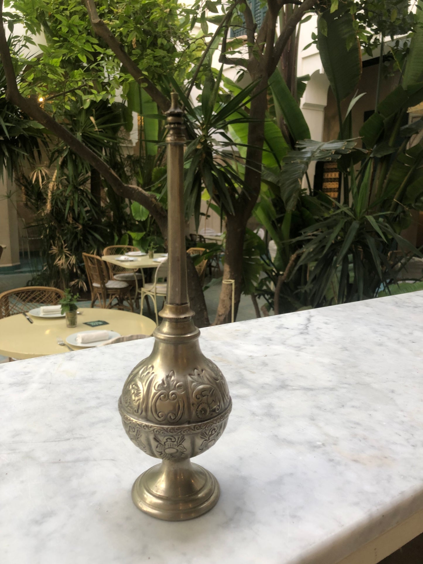 ANTIQUE MOROCCAN PERFUME BOTTLE,Made in 1945 Pure Metal and Silver