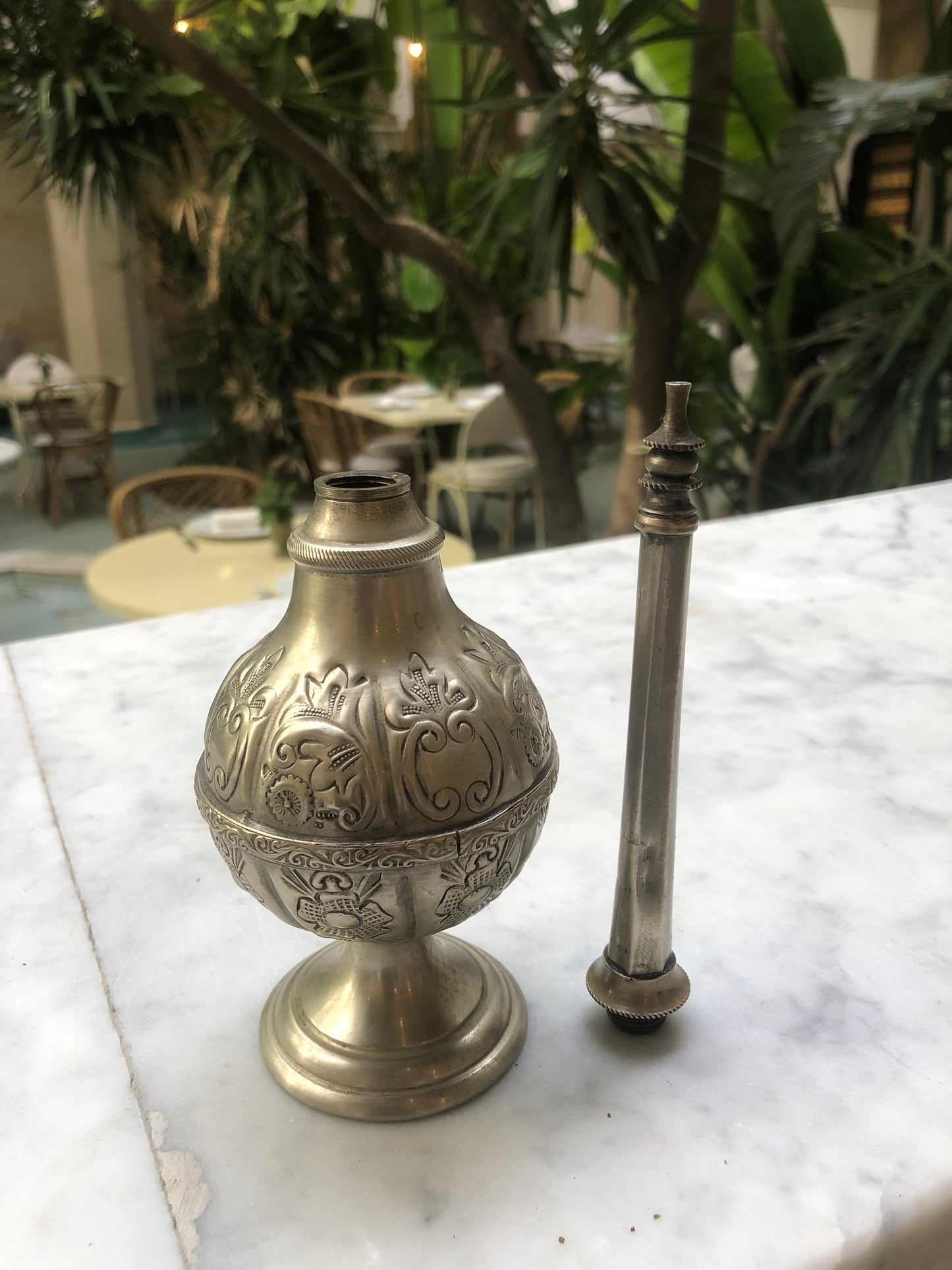 ANTIQUE MOROCCAN PERFUME BOTTLE,Made in 1945 Pure Metal and Silver