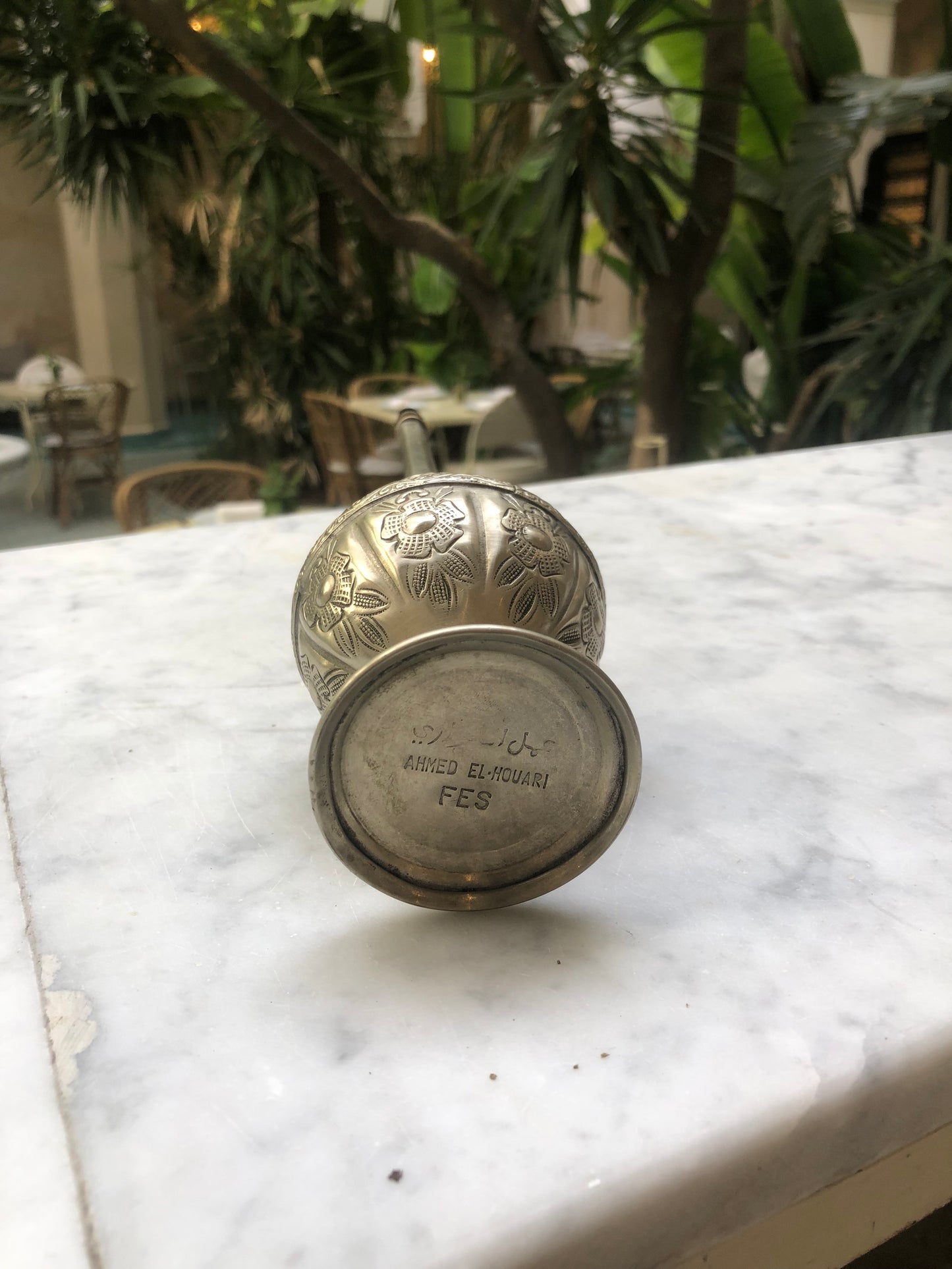 ANTIQUE  MOROCCAN PERFUME BOTTLE,Made in 1945 Pure Metal and Silver