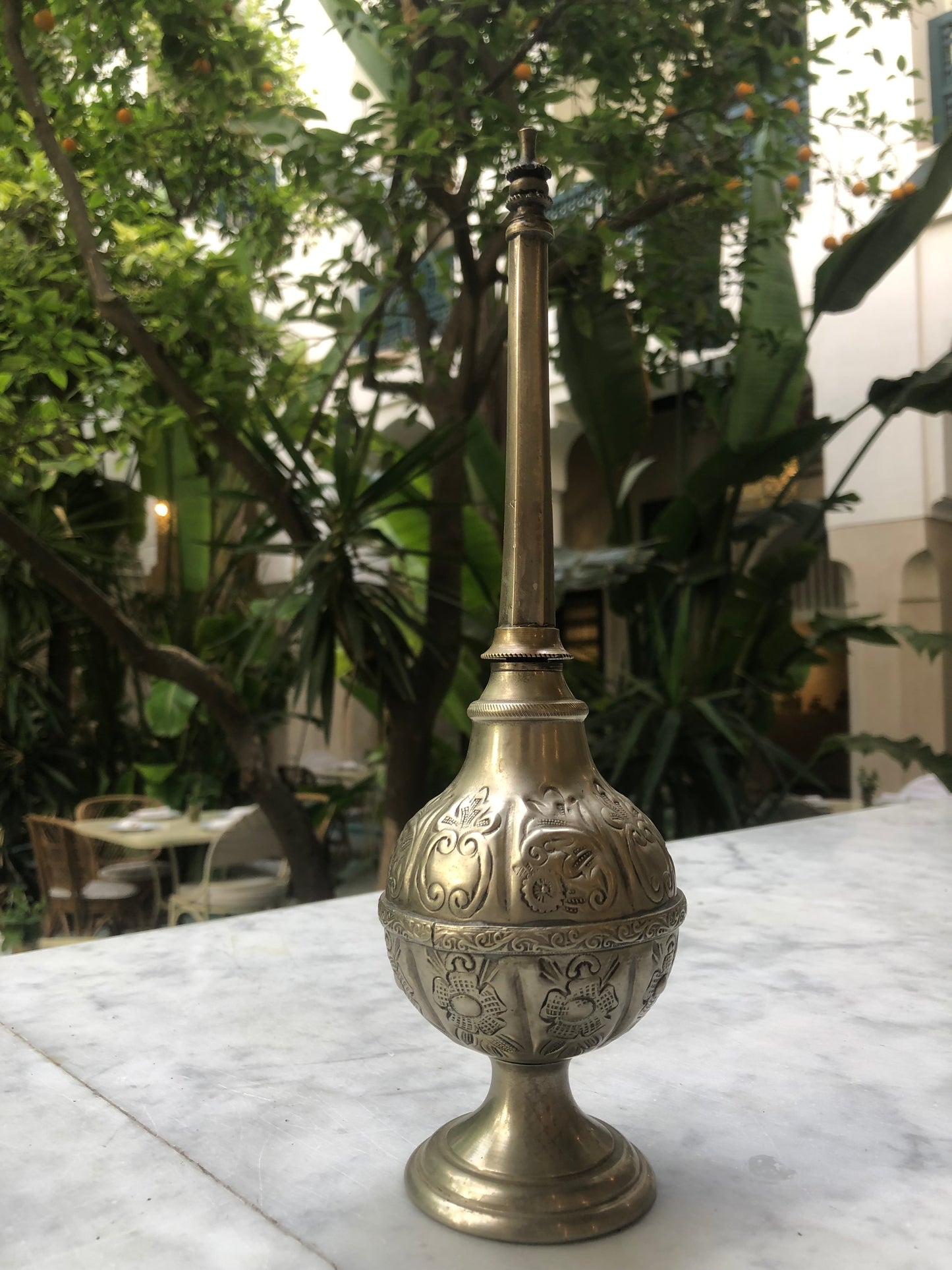 ANTIQUE  MOROCCAN PERFUME BOTTLE,Made in 1945 Pure Metal and Silver